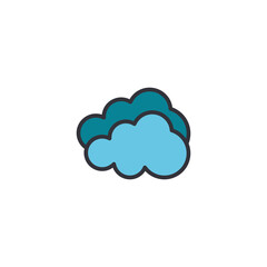 A blue cloud icon symbolizing calm weather, mild air conditions, and neutral climate suitable for forecast graphics.