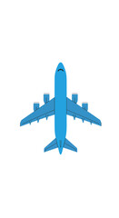 Top-Down View of a Blue Commercial Airplane with Four Engines.