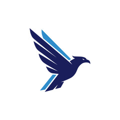 Modern Eagle Logo Symbol Design - Minimalist Blue Flying Bird Symbol Vector 