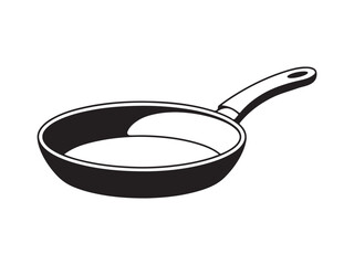 Frying Pan Silhouette: Cooking Utensil Kitchenware Vector Illustration