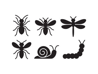 Diverse Insect Silhouettes Collection Vector Illustration Design