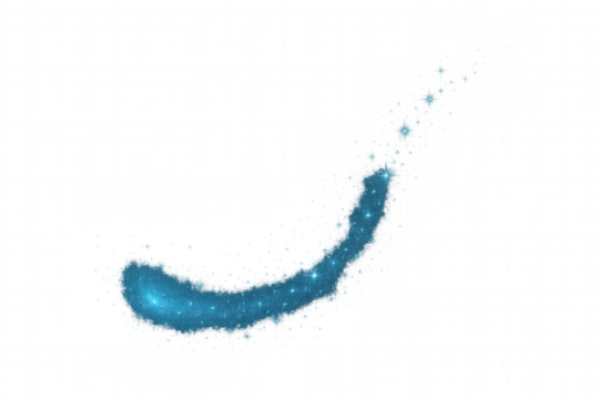 Vibrant blue glitter checkmark symbol on a transparent background, representing success, finishing touch, or accuracy
