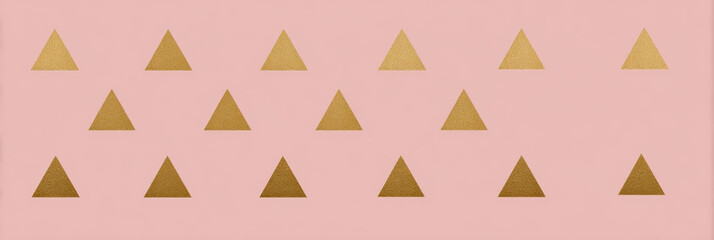 Chic gold triangle geometric pattern on pink background. An elegant and simple abstract wallpaper design with calm feeling, lovely modern shape and texture