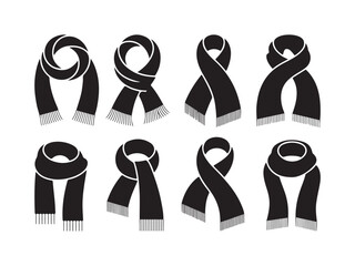 Winter Scarf Collection Warm Neck Wear Fashion Accessory Vector Set