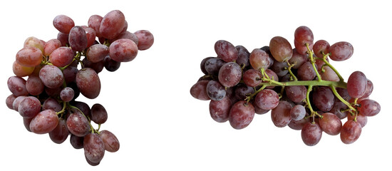 Bundle of red grape bunches isolated on a transparent background