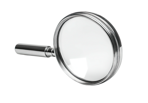 Magnifying glass with silver handle on black
