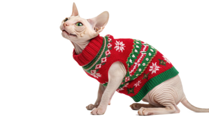 Cat wearing a cute outfit, isolated on a transparent background PNG