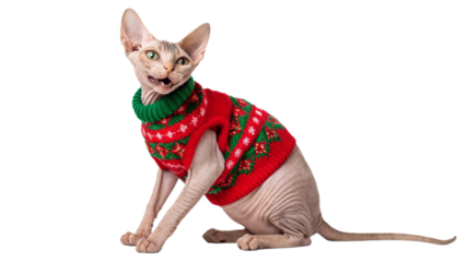Cat wearing a cute outfit, isolated on a transparent background PNG