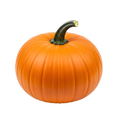 Obraz premium Bright Orange Pumpkin with Green Stem on Black Background fall autumn
