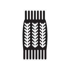 Knitted Scarf Silhouette for Winter Warmth Accessory Flat Vector 
