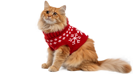 Cat wearing a cute outfit, isolated on a transparent background PNG