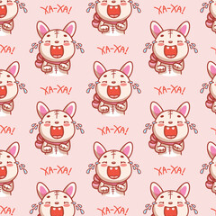 Funny kawaii bunny seamless pattern, wrapping paper for kids