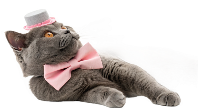 Cat wearing a cute outfit, isolated on a transparent background PNG - Powered by Adobe