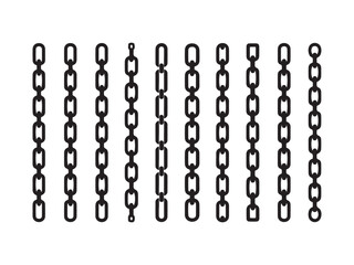 Chains Realistic Texture Metal Links Silhouette Vector Illustration