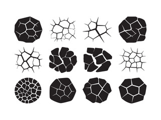Cracked Earth Texture Pattern Set: Drought Terrain Vector Illustration