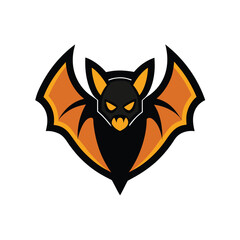 Stylized Bat Logo with Orange Wings icon halloween