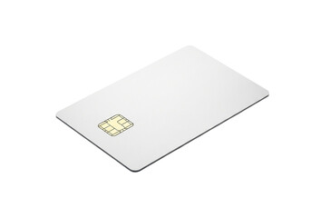 Blank white smart card with a gold chip, isolated on transparent background