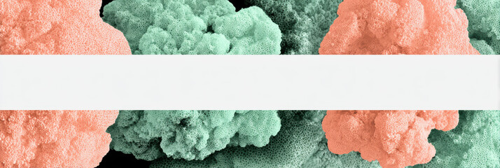 Abstract pastel background with green and pink color texture. creative modern banner template with ample copy space on white horizontal bar for website design or art