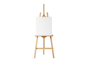 A blank canvas on a wooden easel, isolated on transparent background, ready for artistic creation and inspiration