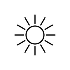 Sun Icon Outline – Minimal Sunlight Symbol for Weather, Summer, and Energy Design