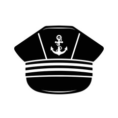 Ship Captain's Hat with Anchor Solid Icon