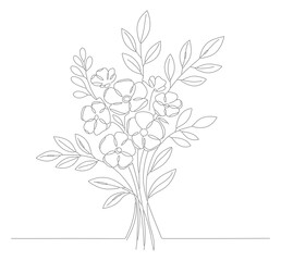 Minimalist Line Art Bouquet of Foliage Illustration Graphic Element