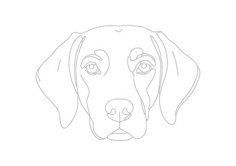Simple Outline Dotted Line Dog Portrait Cute Pet Animal Illustration