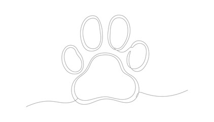 Simple Line Art Outline Paw Print Animal Track Illustration