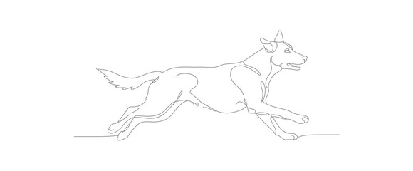 Minimalist Thin Line Running Dog Illustration Breed Animal Sketch