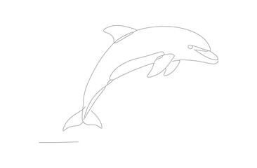 Dotted Line Simple Dolphin Silhouette Outline Leaping Ocean Animal Illustration
