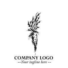 Carrot Logo Symbol in Black and White Minimalist Vector Illustration Design