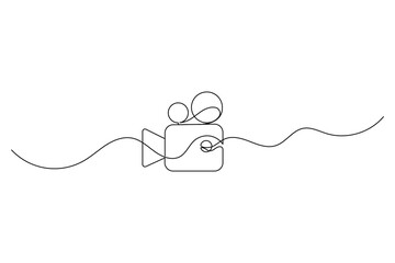 Obraz premium Video camera Continuous one line drawing of outline vector illustration.