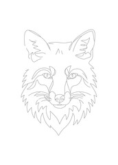 Dotted Minimalist Fox Animal Line Art Illustration Graphic Design Element