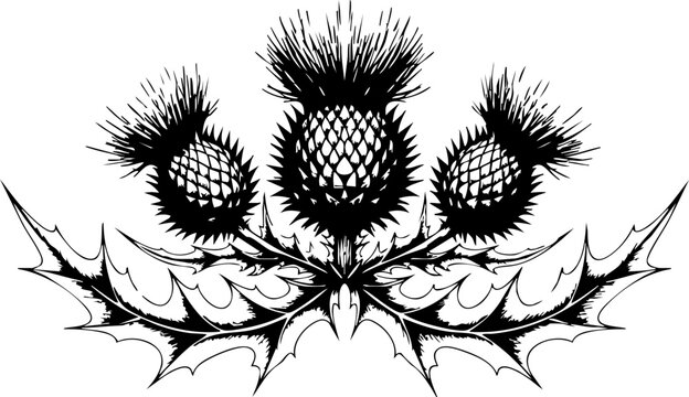 Elegant thistle emblem symbolizing strength, resilience, and Scottish heritage, perfect for design projects.