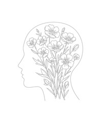 Dotted Line Abstract Woman Head Profile Silhouette Minimalist Illustration