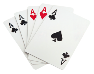 Ace Quartet Four playing cards displaying a full-house of aces
