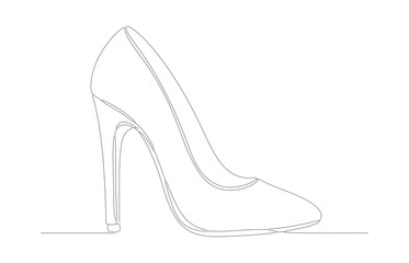 Minimalist Outline High Heel Shoe Fashion Footwear Accessory Illustration
