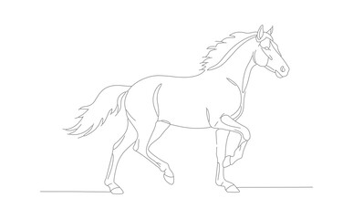 Minimalist Outline Running Stallion Illustration Graphic Animal Clipart Design Element