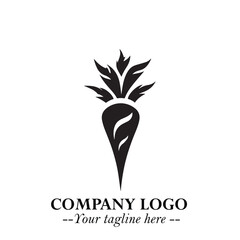 Carrot Logo Symbol in Black and White Minimalist Vector Illustration Design