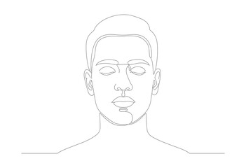 Simple Outline Portrait of Man Face Front View Illustration