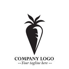 Carrot Logo Symbol in Black and White Minimalist Vector Illustration Design