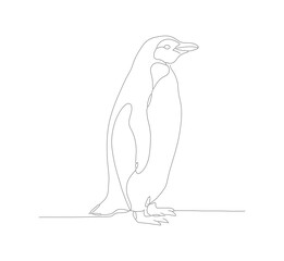 Outline Simple Emperor Penguin Standing Pose Isolated Line Art Drawing
