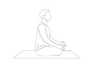 Simple Outline Line Art Meditating Person in Lotus Position Illustration