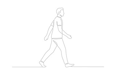 Minimalist Continuous Line Drawing of Walking Man with Backpack Illustration