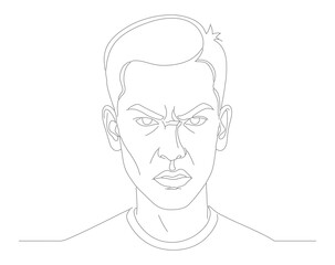 Simple Outline Line Art Portrait of a Man Face Illustration