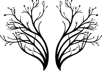 Obraz premium Elegant black tree silhouette design, perfect for nature-inspired branding, minimalist art, or sophisticated logo concepts.