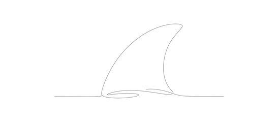 Minimalist Outline Shark Fin Illustration in the Ocean Line Art