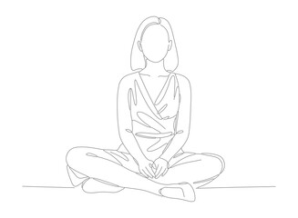 Minimalist Line Art Woman Sitting in Lotus Position Illustration