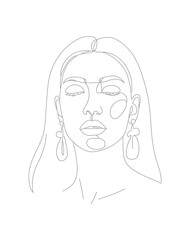 Minimalist Line Art Woman Portrait Drawing Contemporary Graphic Illustration