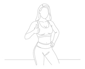 Minimalist Outline Woman Gymnast Workout Pose Figure Simple Line Art